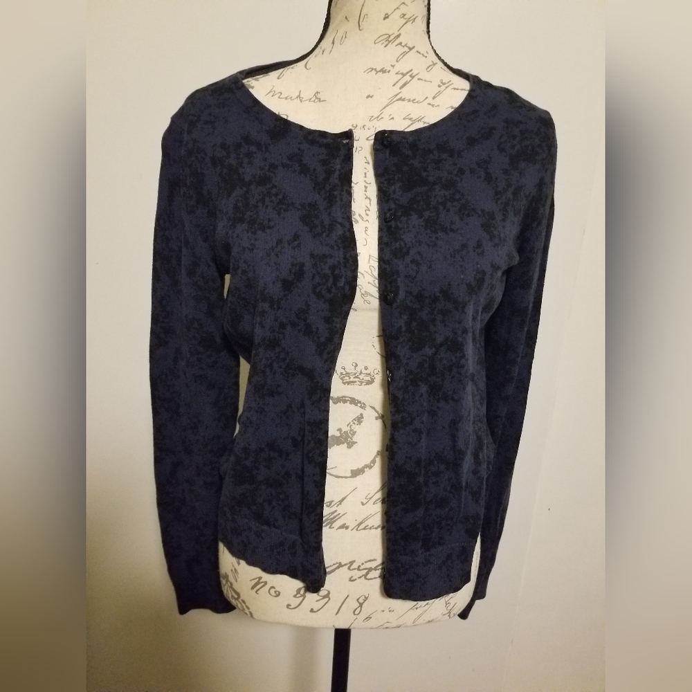 H&M Navy Floral Long Sleeve Top
